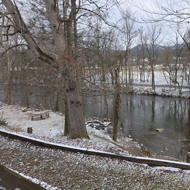 View of the Little River in Townsend TN in winter