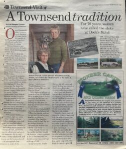 picture of a newspaper article about Dock's Motel in Townsend TN