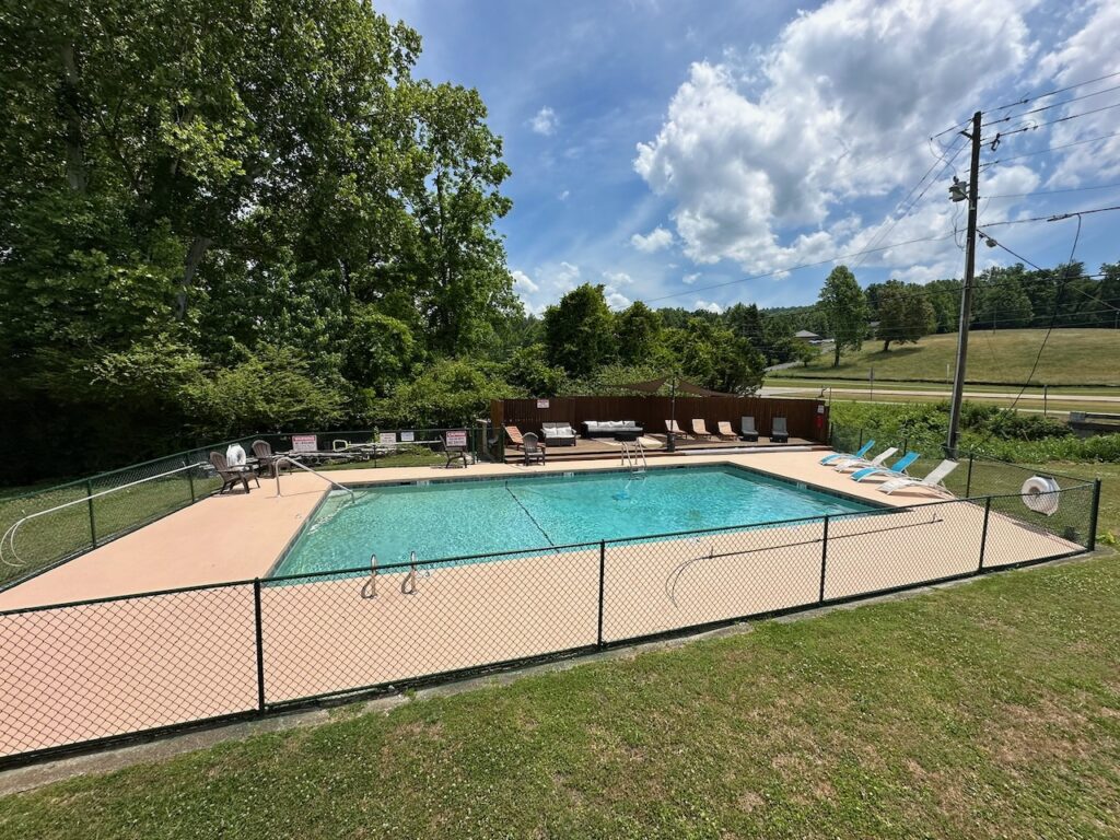 swimming pool view at Dock's Motel in Townsend TN