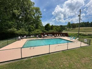 swimming pool view at Dock's Motel in Townsend TN