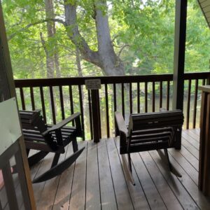 the porch of one of the River Cabins