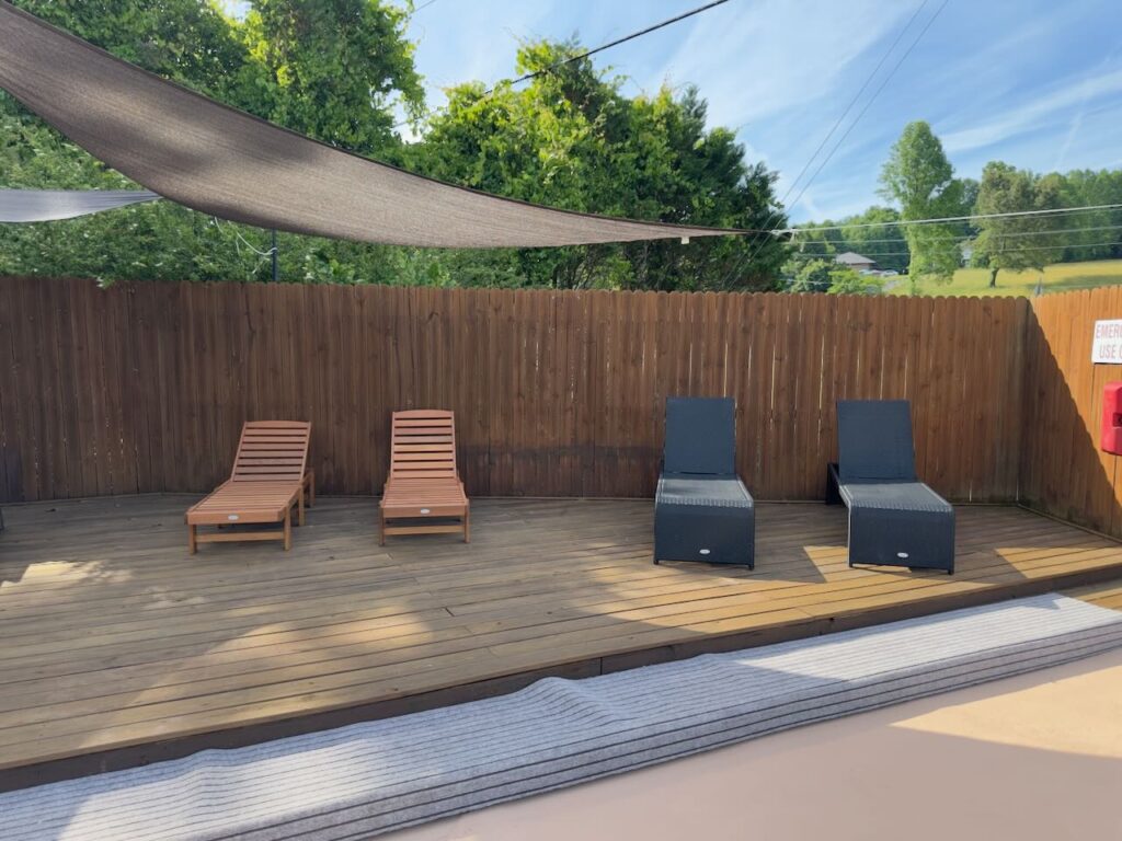 Shade Canopy and lounge chairs at the pool