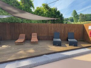 Shade Canopy and lounge chairs at the pool