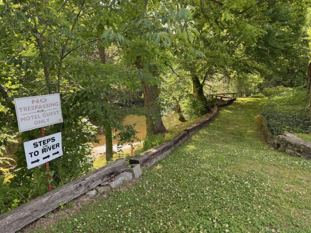the private path leading down to the banks of the Little River