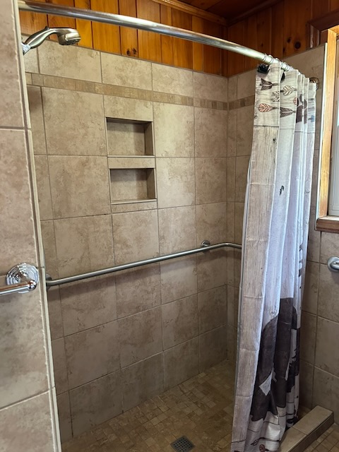 tile shower in room 9 of dock's motel in townsend tn